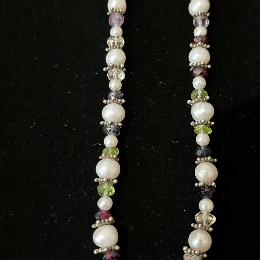 Genuine Freshwater Pearl, Garnet, Peridot, Citrine, Amethyst and SS Necklace